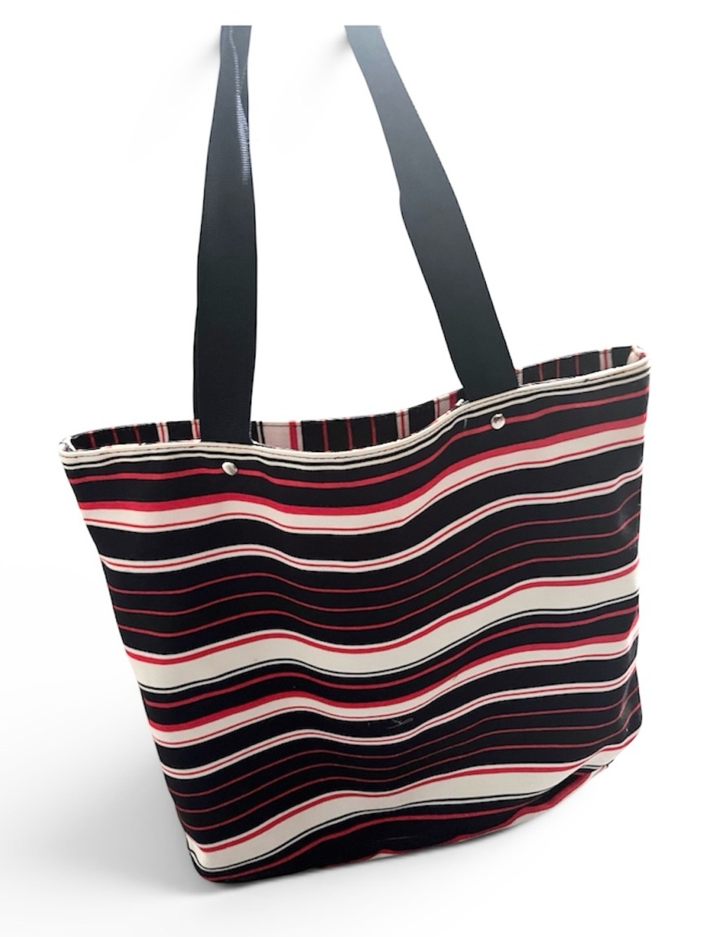Joe Fresh Striped Canvas Tote Bag in navy, Black, White & Red - Unbranded